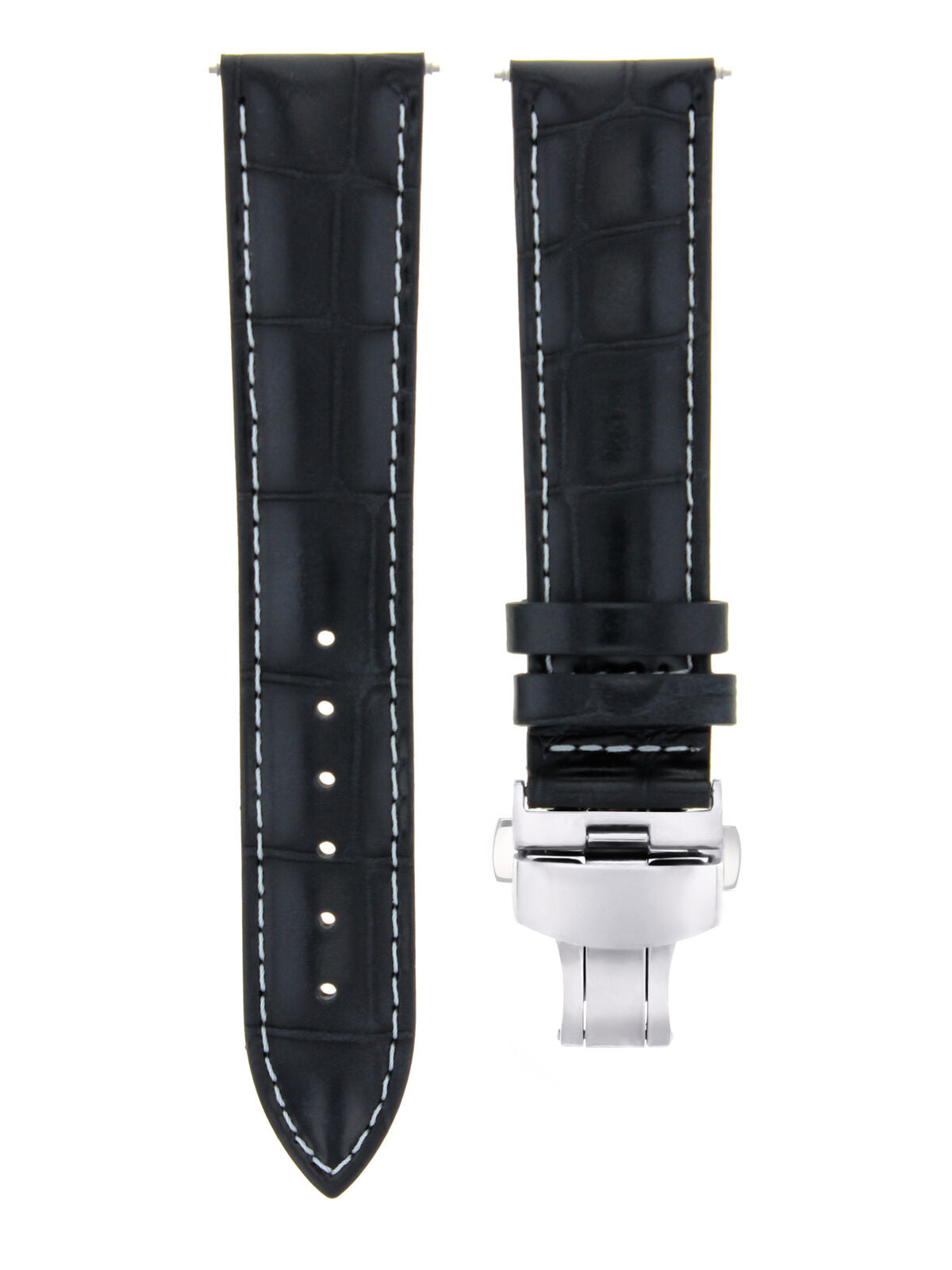 LEATHER BAND STRAP DEPLOYMENT CLASP FOR SEIKO 3B 19MM