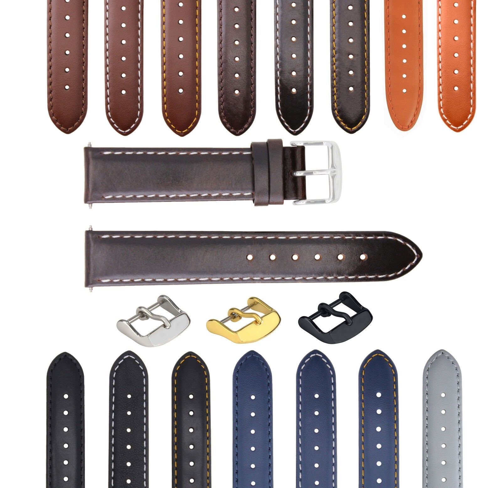 LEATHER WATCH BAND STRAP SMOOTH FOR BELL & ROSS - 26MM