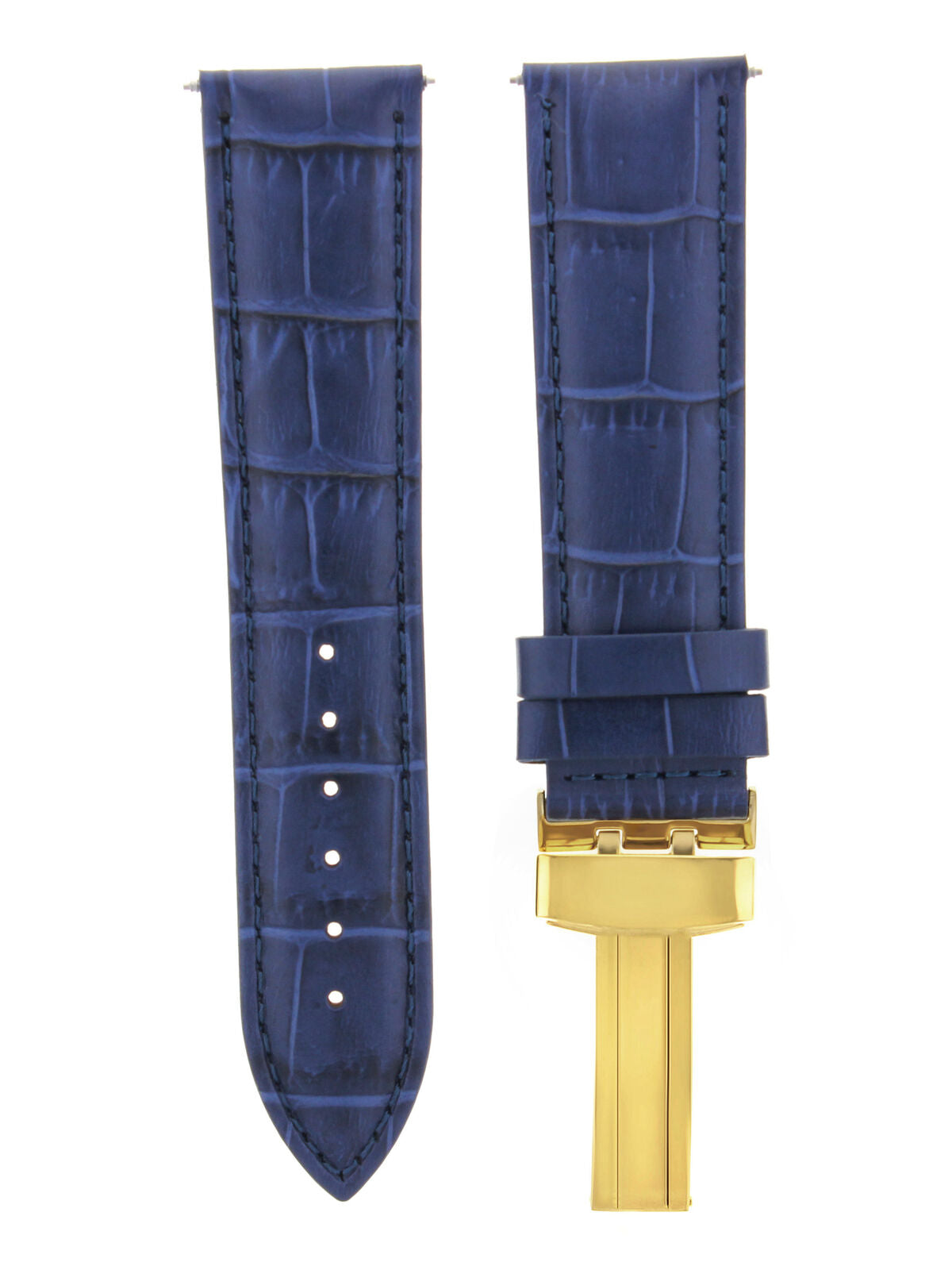 LEATHER WATCH STRAP BAND DEPLOYMENT CLASP FOR BREITLING GOLD 19MM