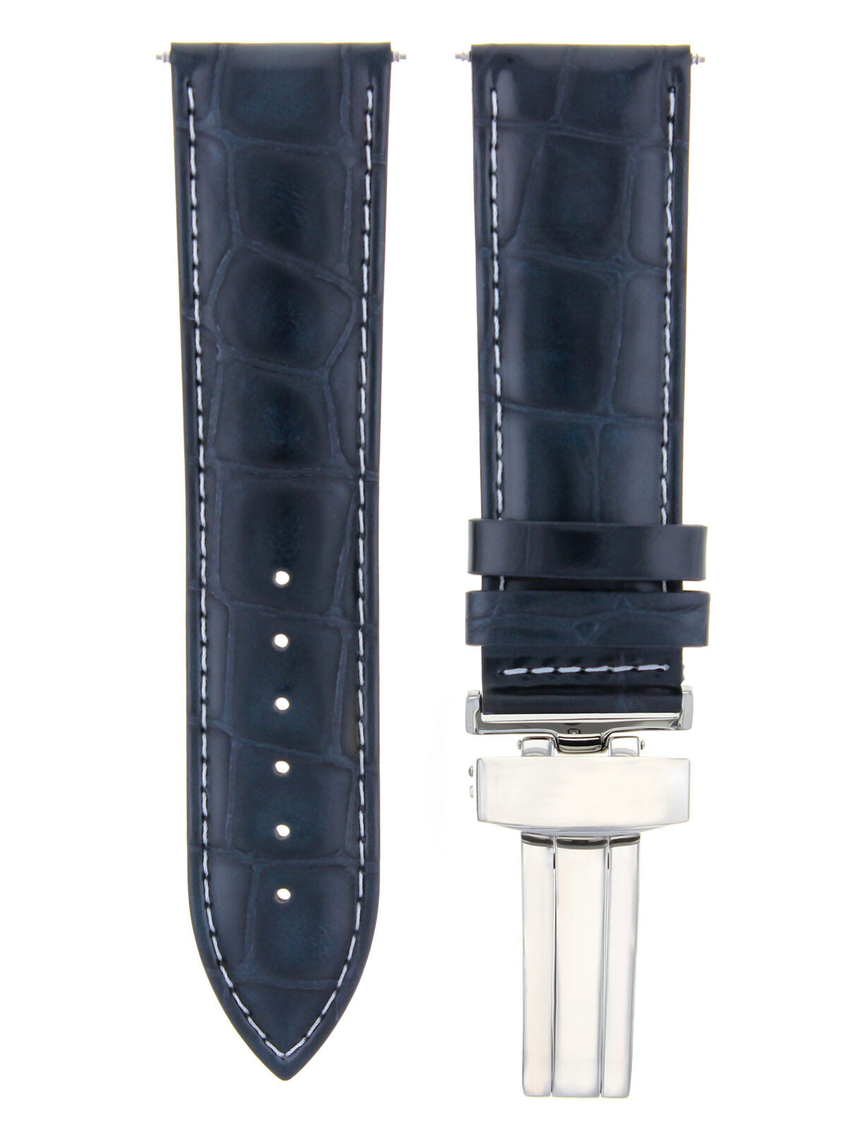 LEATHER WATCH BAND STRAP DEPLOYMENT CLASP FOR SEIKO 23MM