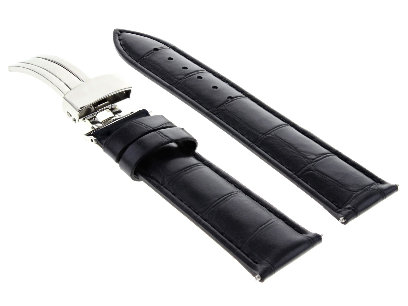 LEATHER BAND STRAP DEPLOY CLASP FOR EMPORIO ARMANI #1A 24MM