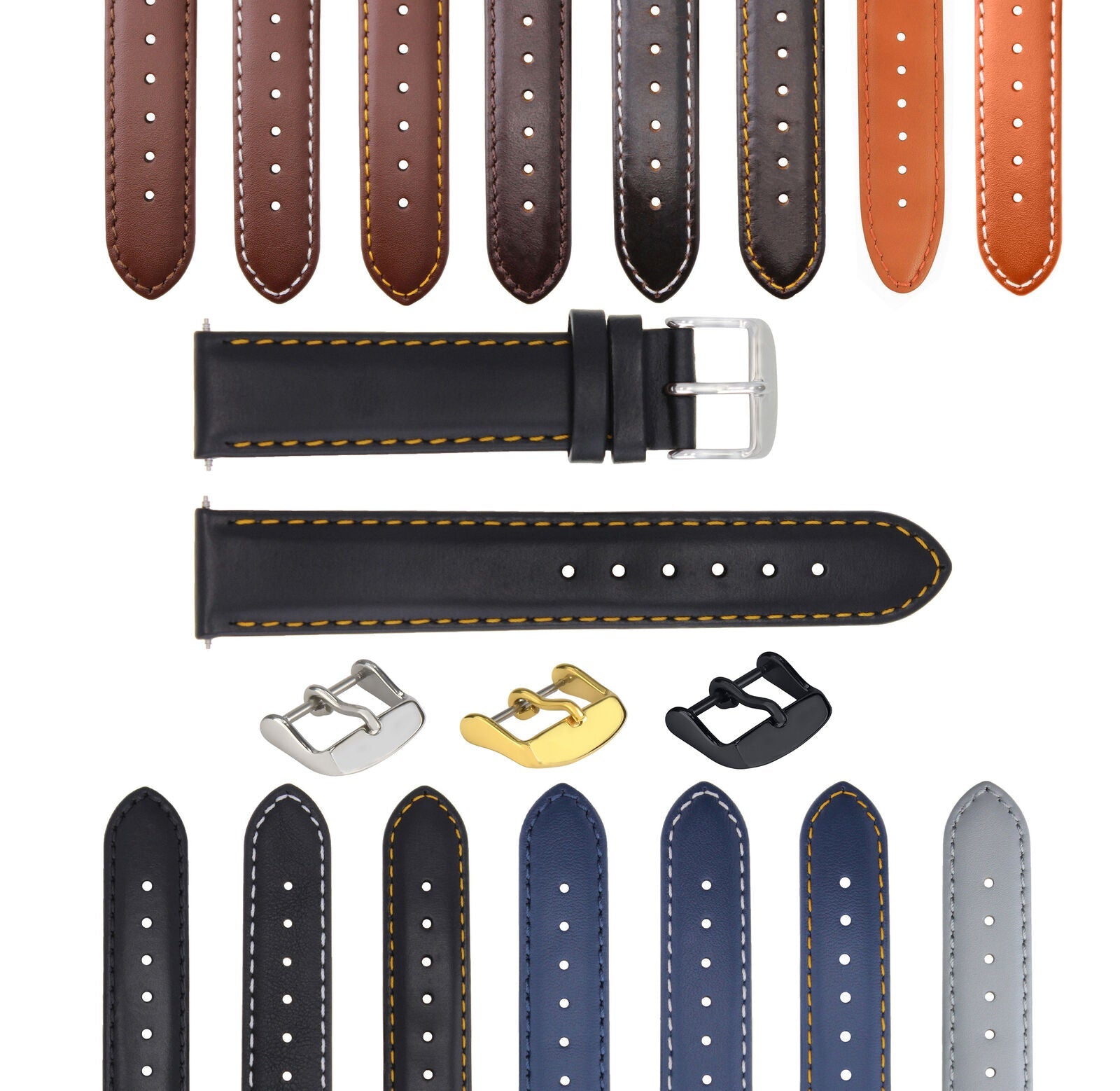 SMOOTH LEATHER WATCH BAND STRAP FOR LONGINES WATCH - 24MM