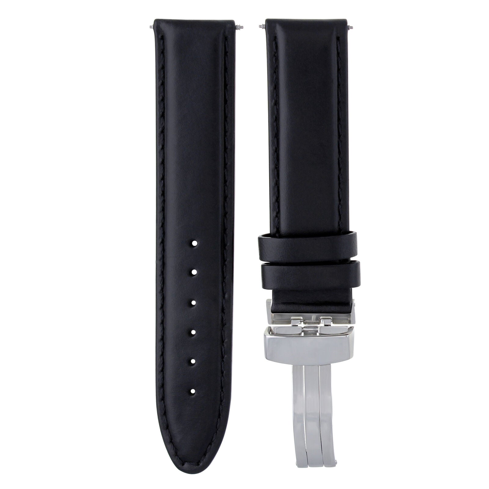 GENUINE LEATHER WATCH BAND SMOOTH DEPLOY CLASP FOR IWC - 18MM