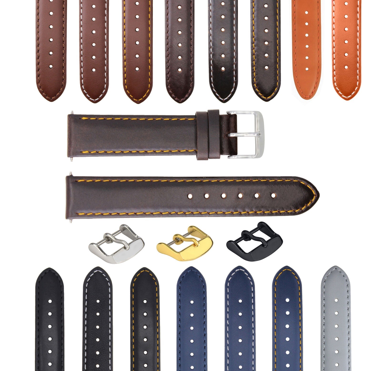 GENUINE LEATHER WATCH BAND SMOOTH STRAP FOR SEIKO KINETIC - 20MM