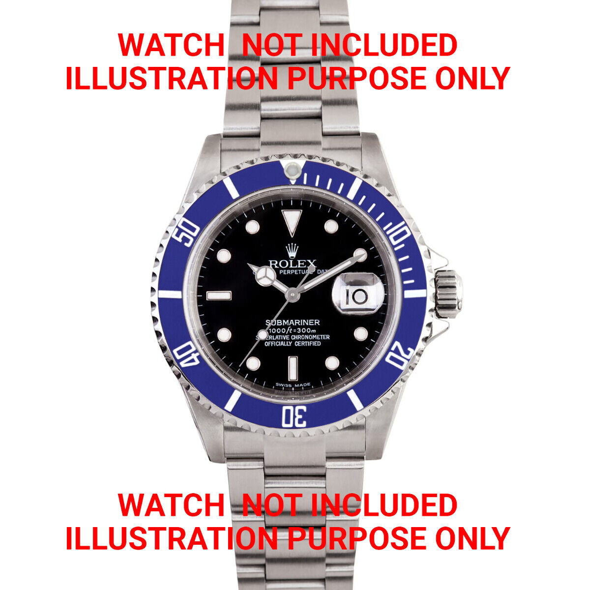 INSTALLED BEZEL + INSERT FOR ROLEX SUBMARINER SAPPAIRE 16800 16803 16808 BLUE