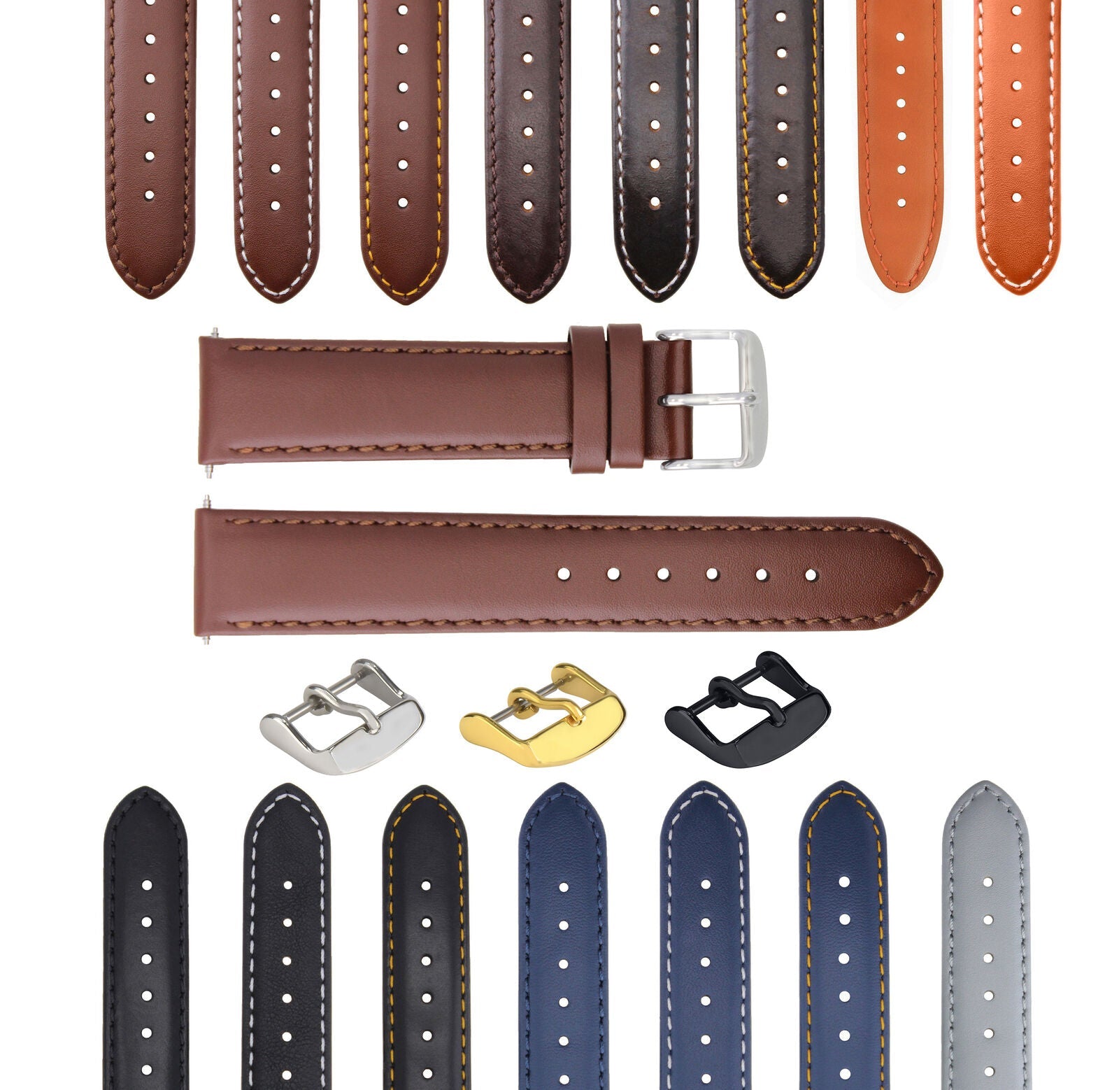 LEATHER WATCH BAND STRAP SMOOTH FOR BELL & ROSS - 24MM