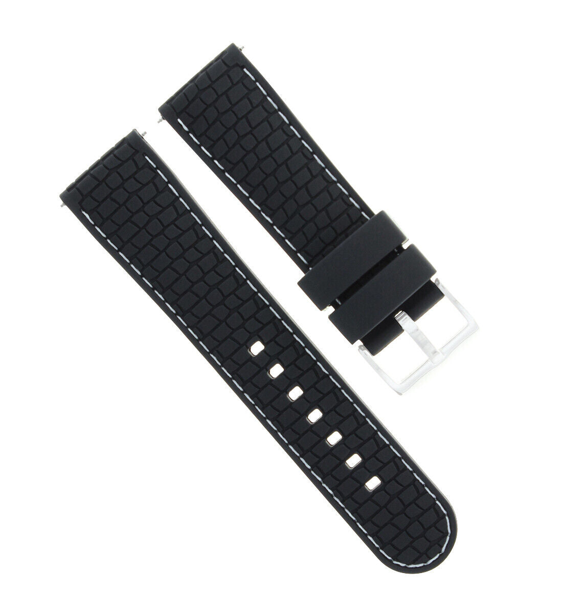 NEW 24MM RUBBER WATCH STRAP BAND FIT CROTON WATCH BLACK WHITE STITCHING