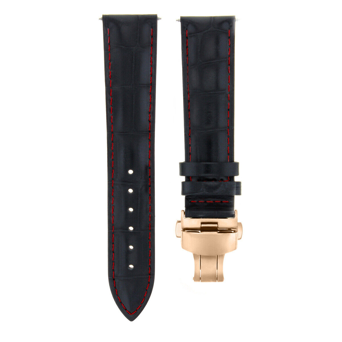 LEATHER WATCH BAND STRAP FOR CITIZEN CLASP ROSE BLACK - 24MM