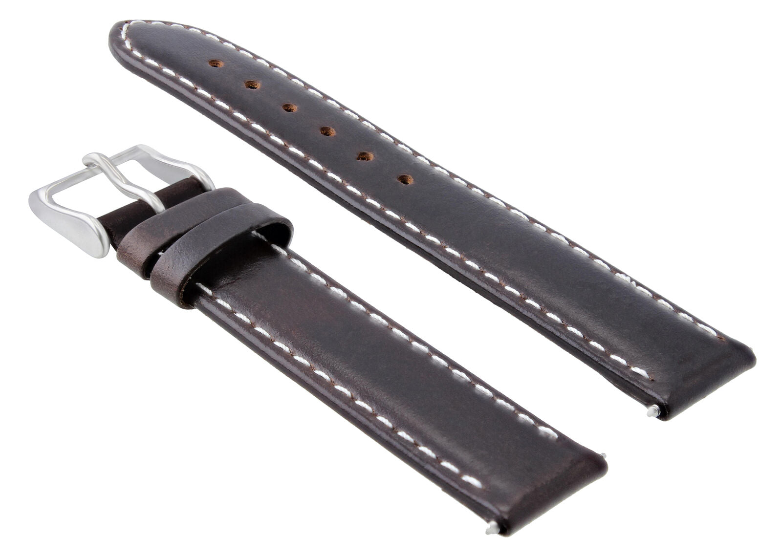 26MM LEATHER STRAP SMOOTH WATCH BAND FOR INVICTA RESERVE 0360 DARK BROWN WHITE S