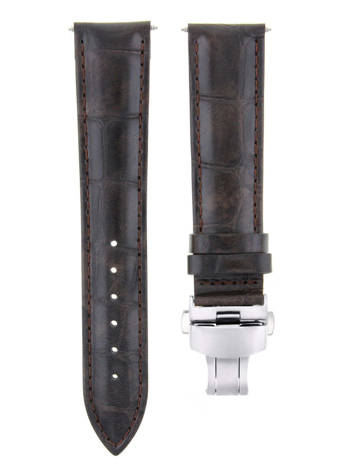 LEATHER WATCH BAND STRAP FOR OMEGA SEAMASTER + CLASP - 24 MM