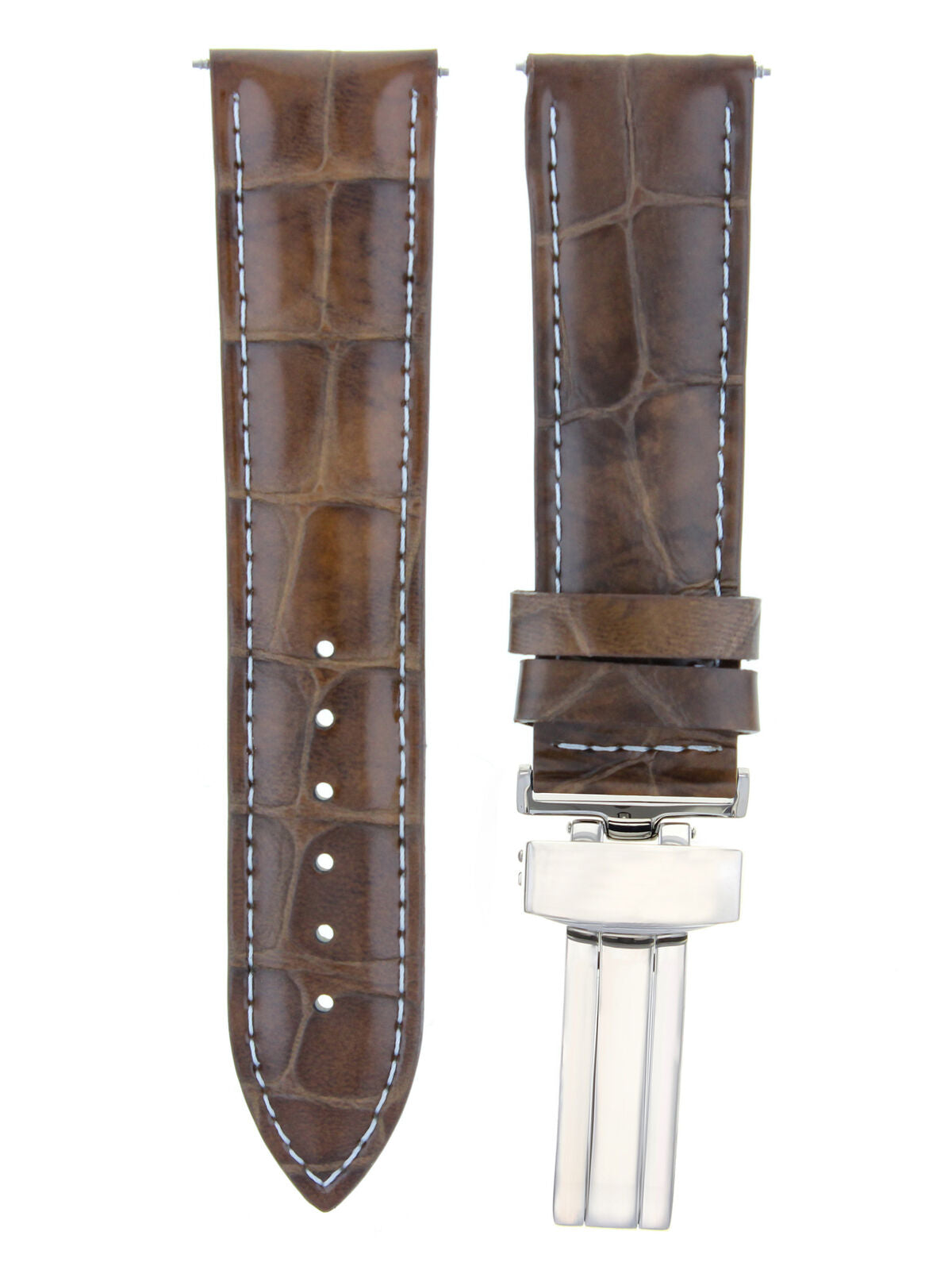 LEATHER WATCH BAND STRAP DEPLOYMENT CLASP FOR SEIKO 20MM