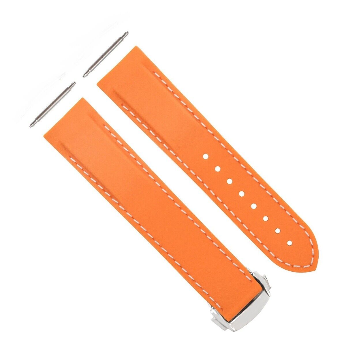 20MM RUBBER BAND STRAP FOR OMEGA SEAMASTER PLANET OCEAN WATCH  CLASP ORANGE WS