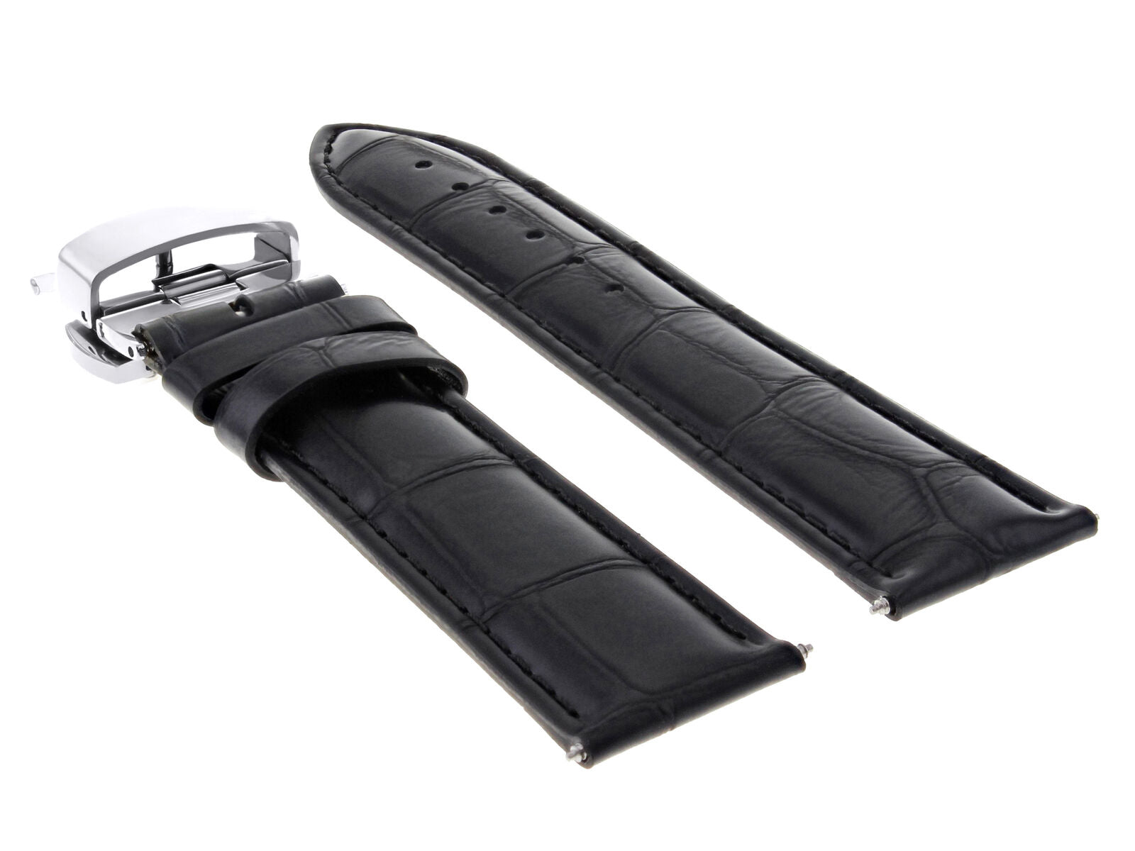 LEATHER STRAP BAND DEPLOY CLASP FOR BAUME MERCIER 24MM