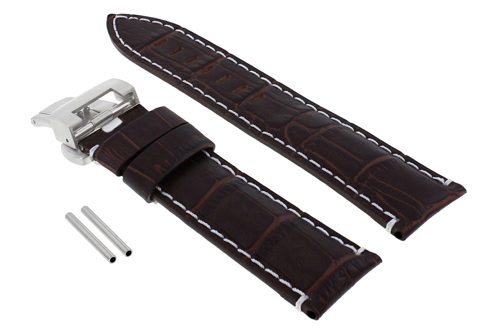 24MM PAM LEATHER WATCH STRAP BAND DEPLOYMENT CLASP FOR PANERAI 104 BROWN WS