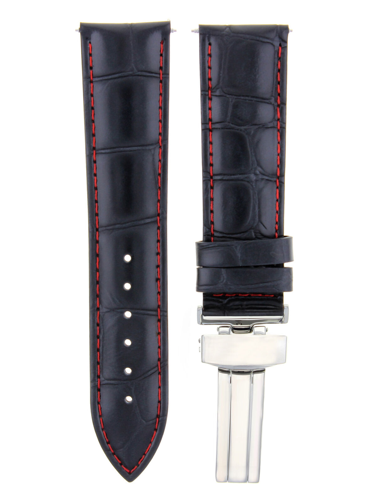 LEATHER BAND STRAP DEPLOY CLASP FOR EMPORIO ARMANI #1A 24MM