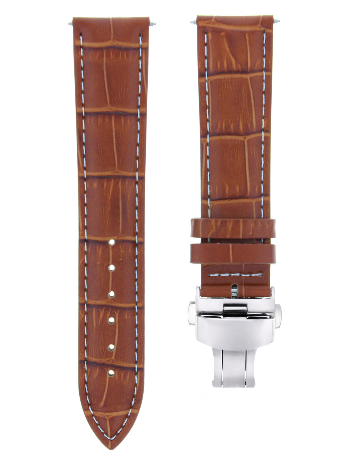 LEATHER WATCH BAND STRAP FOR TISSOT DEPLOYMENT CLASP - 24 MM