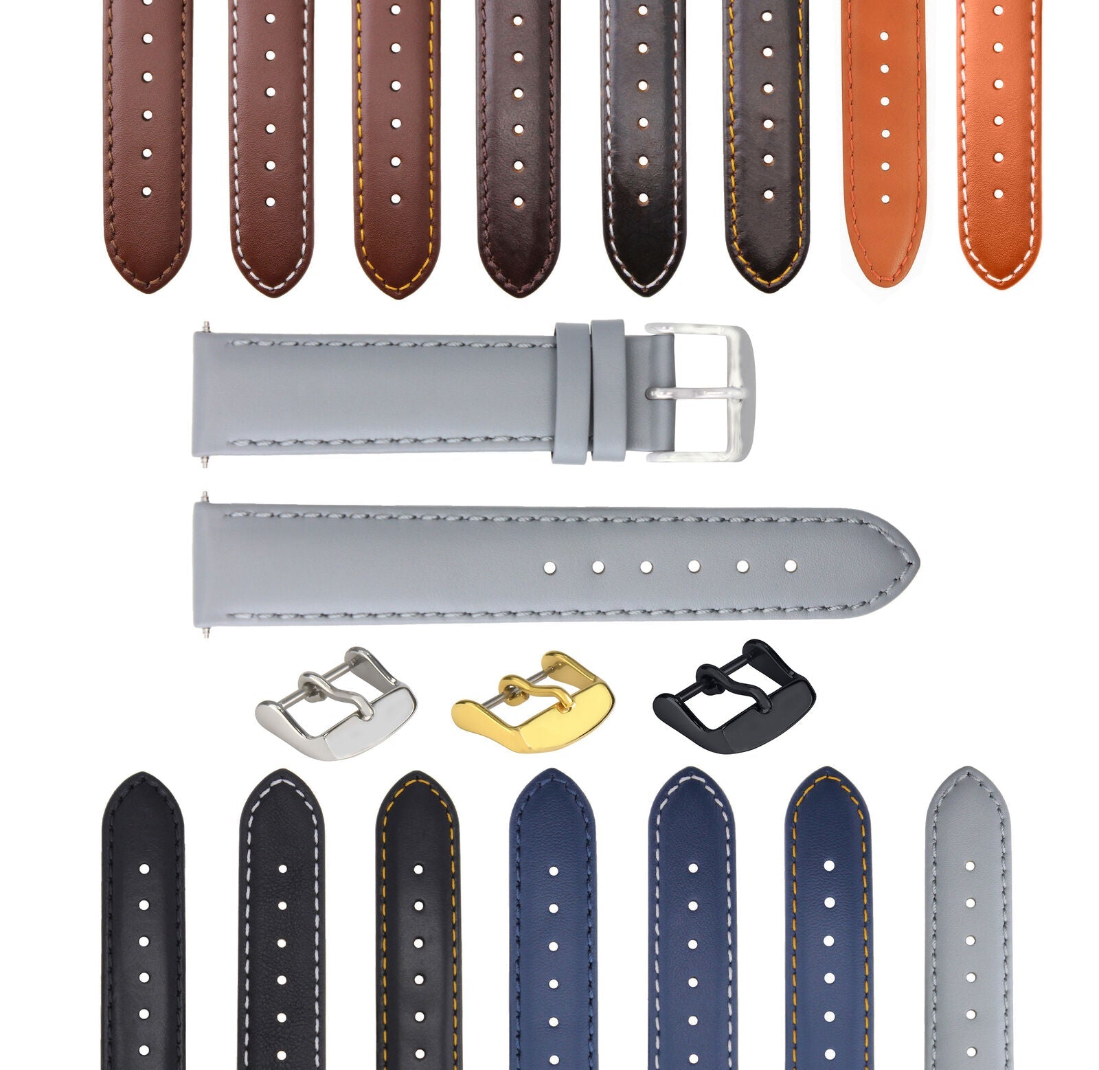 SMOOTH LEATHER WATCH BAND STRAP FOR BREITLING WATCH WATERPROOF - 19MM