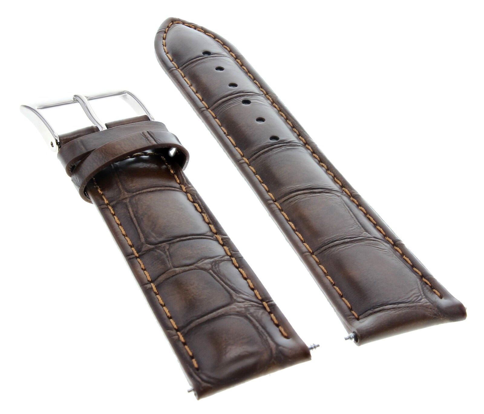 22MM LEATHER WATCH STRAP BAND FOR 45MM OMEGA SEAMASTER PLANET OCEAN DARK BROWN