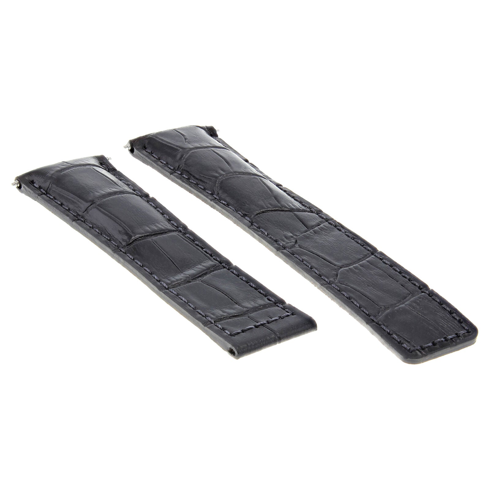 20MM LEATHER BAND STRAP DEPLOY CLASP FOR VACHERON CONSTANTIN WATCH 20/16MM BLACK