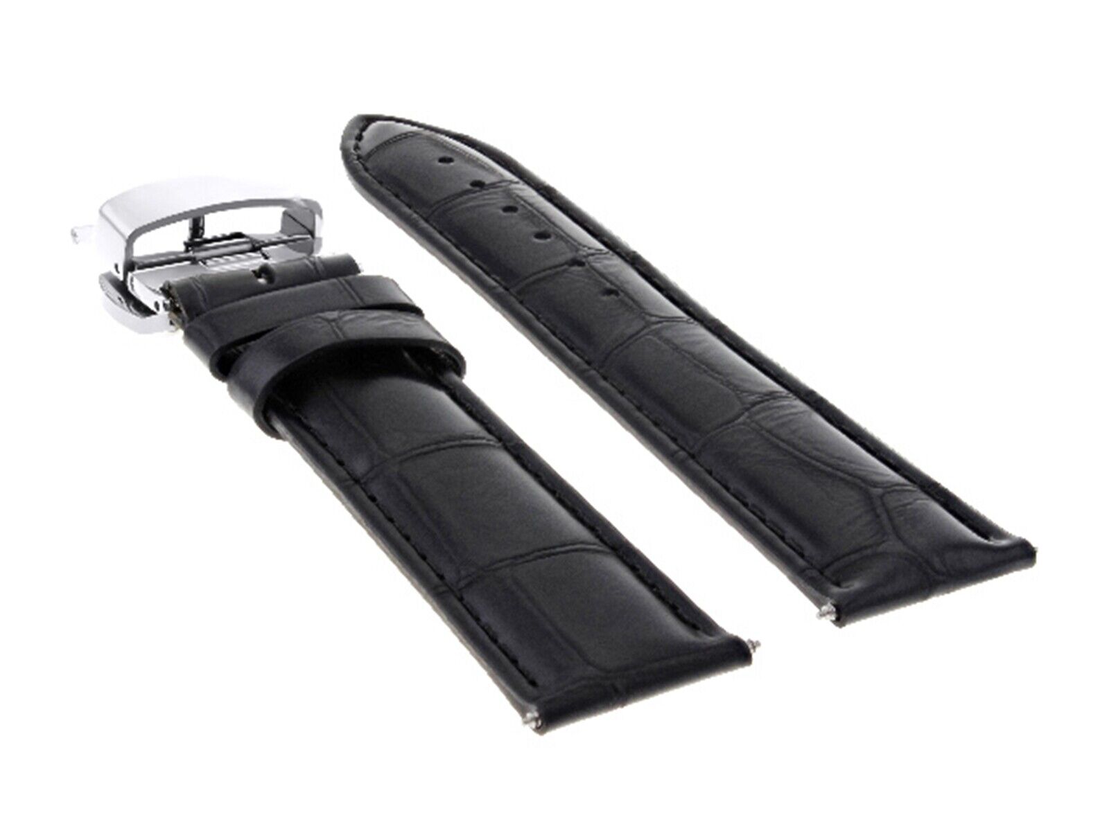 19MM LEATHER WATCH STRAP BAND DEPLOYMENT CLASP BUCKLE FOR TISSOT LE LOCLE BLACK