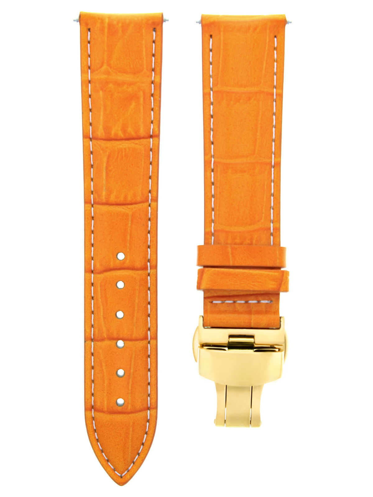 19MM LEATHER WATCH STRAP BAND DEPLOYMENT FOR OMEGA SPEEDMASTER ORANGE WS GOLD