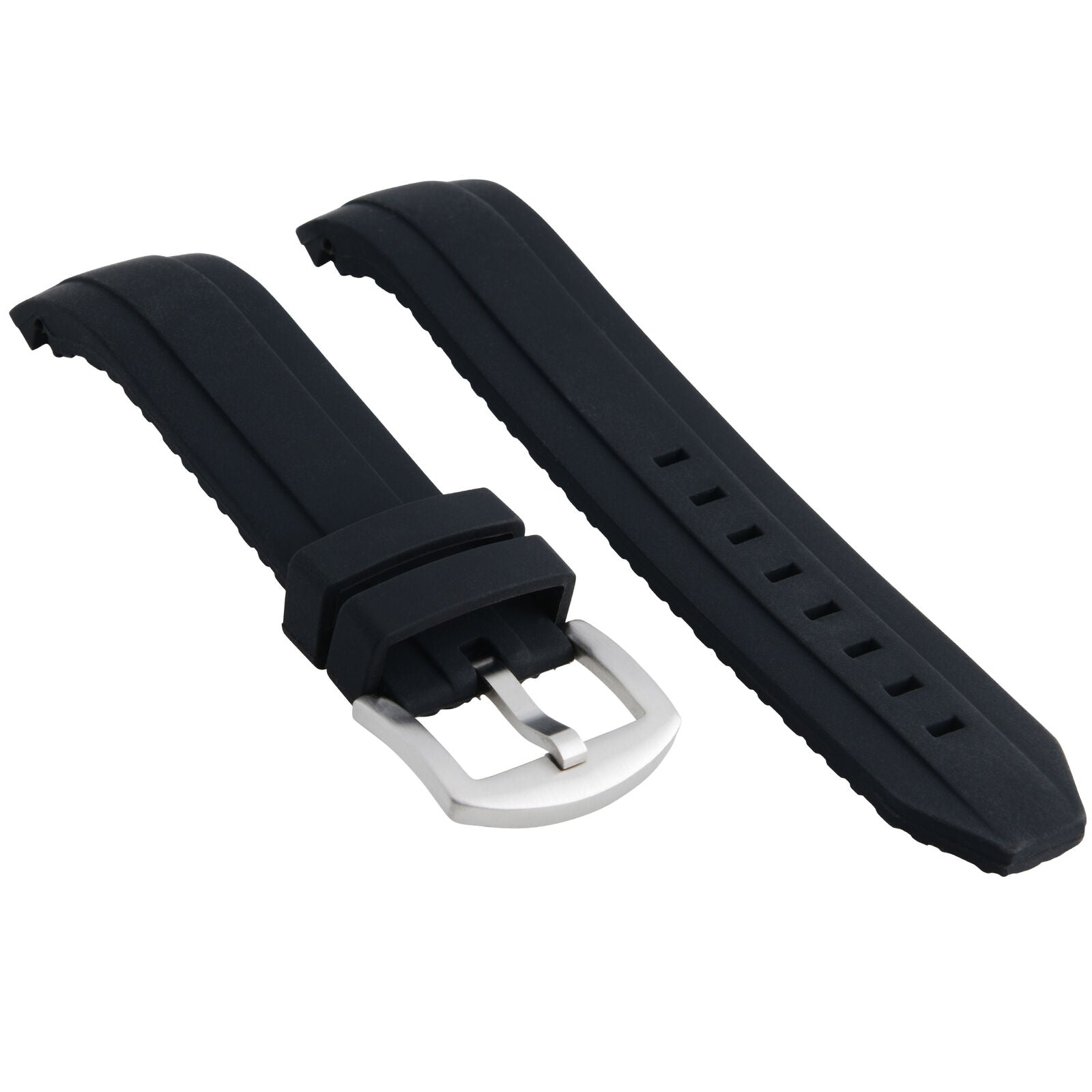 22MM CURVED END SILICONE RUBBER STRAP BAND FOR CITIZEN DIVER PROMASTER BLACK