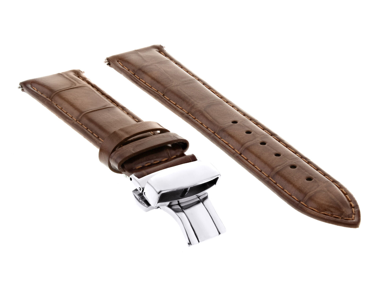 22MM LEATHER BAND STRAP DEPLOYMENT CLASP FOR TISSOT PRC200 PRS200 LIGHT BROWN