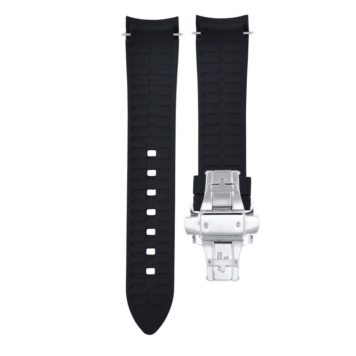 CURVED END SILICONE RUBBER STRAP FOR OMEGA SEAMASTER - 19MM