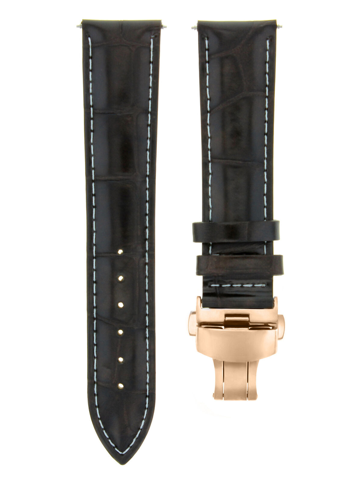 LEATHER WATCH BAND STRAP FOR CITIZEN CLASP ROSE BLACK - 24MM