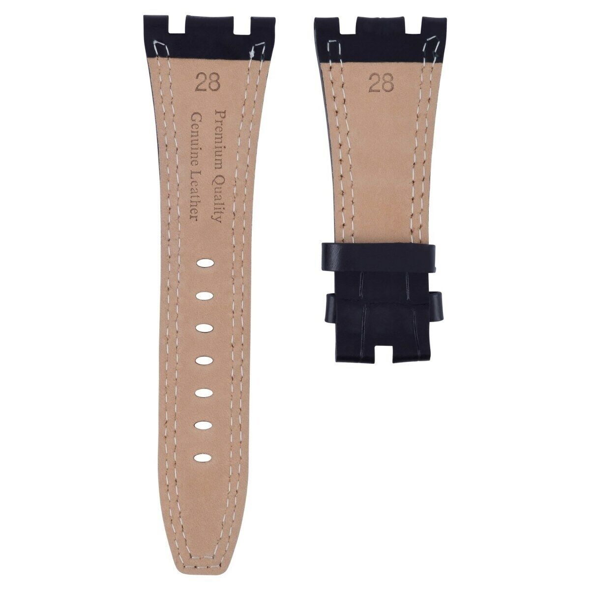 28MM LEATHER WATCH BAND STRAP FOR AUDEMARS PIGUET ROYAL OAK OFFSHORE BLACK WS