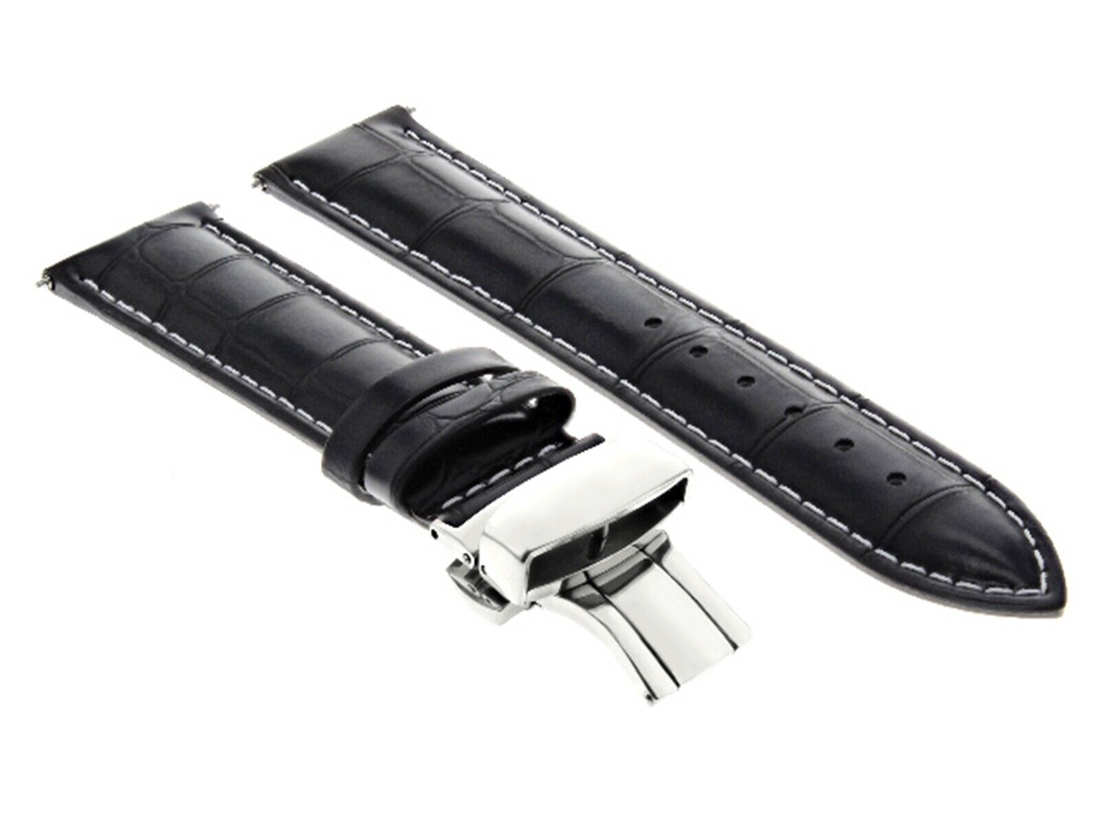 22MM LEATHER STRAP WATCH BAND FOR BULOVA PRECISIONIST 96A118 96B158 BLACK WS