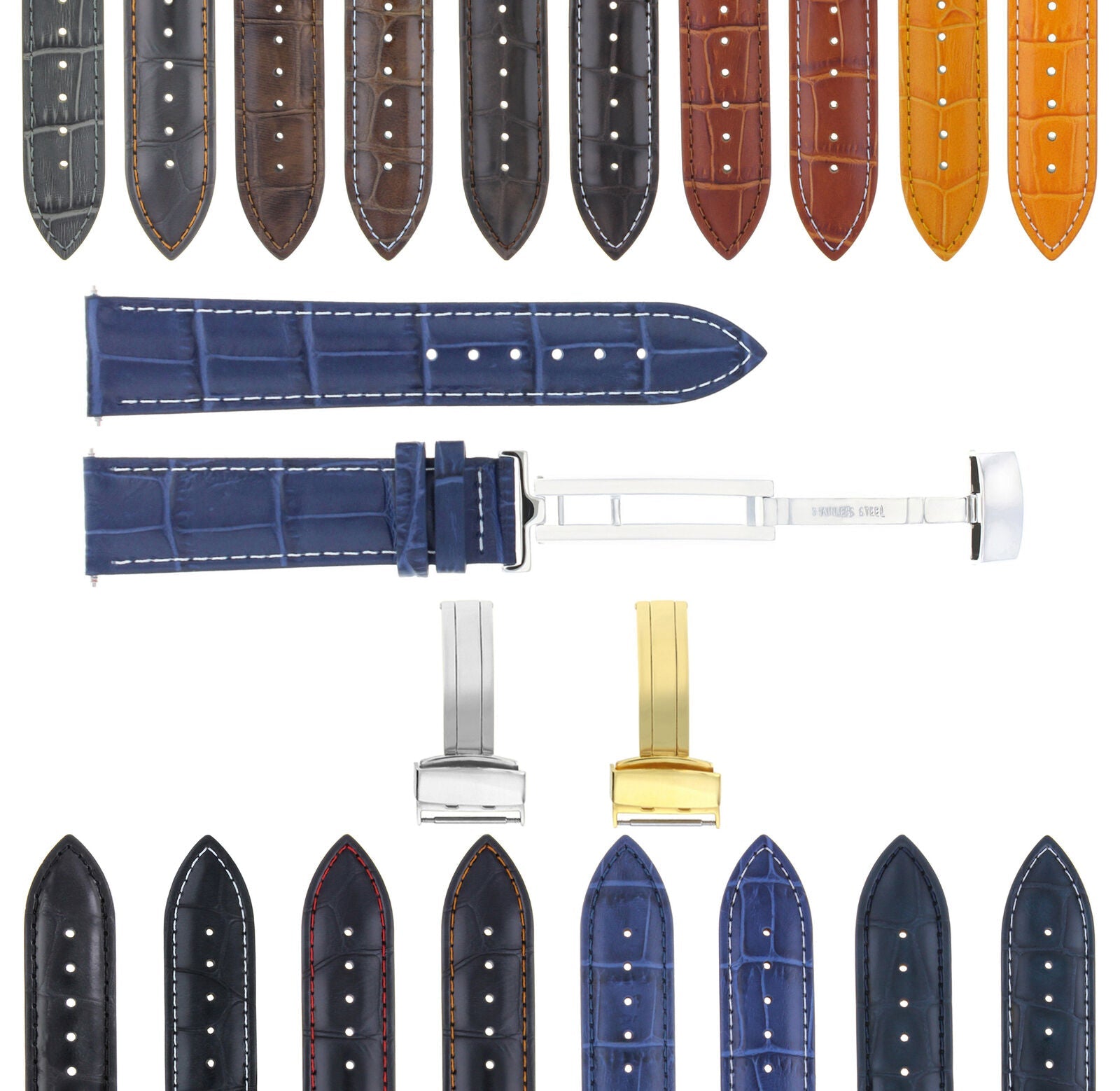 LEATHER BAND STRAP DEPLOYMENT CLASP FOR TISSOT PRC200 18MM