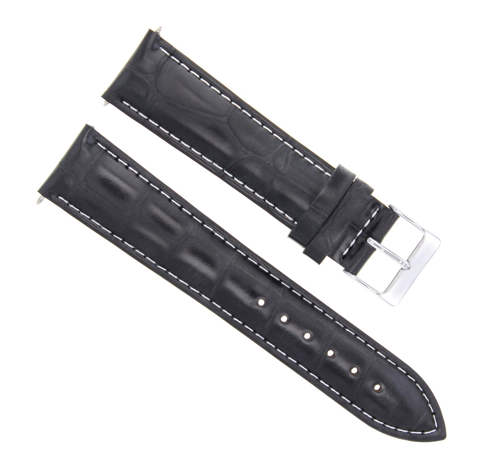 22MM ITALIAN LEATHER WATCH BAND STRAP FOR BREITLING NAVITIMER, COLT BLACK W/S