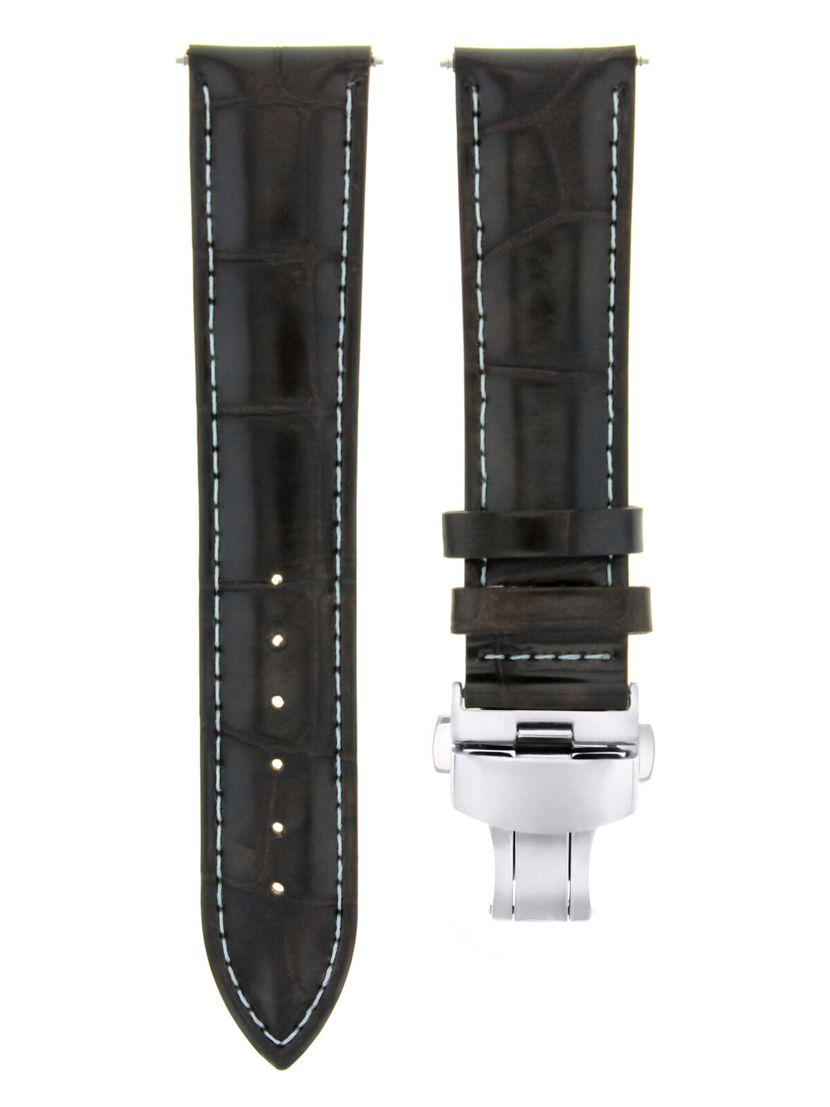 LEATHER WATCH BAND STRAP FOR OMEGA SEAMASTER + CLASP - 21 MM