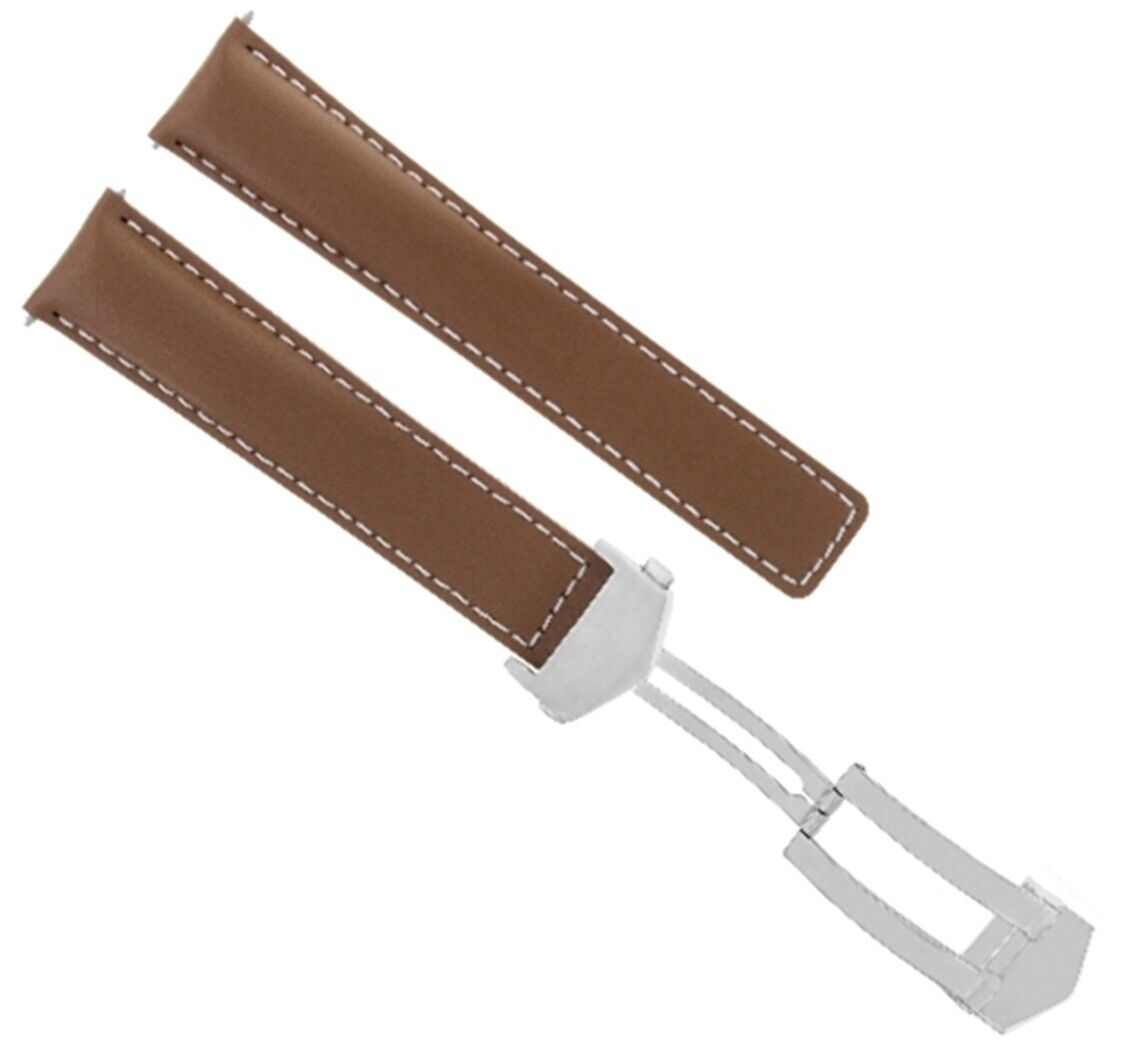 19MM GENUINE LEATHER STRAP BAND FOR TAG HEUER CARRERA TWIN TIME F1 CLASP TAN WS