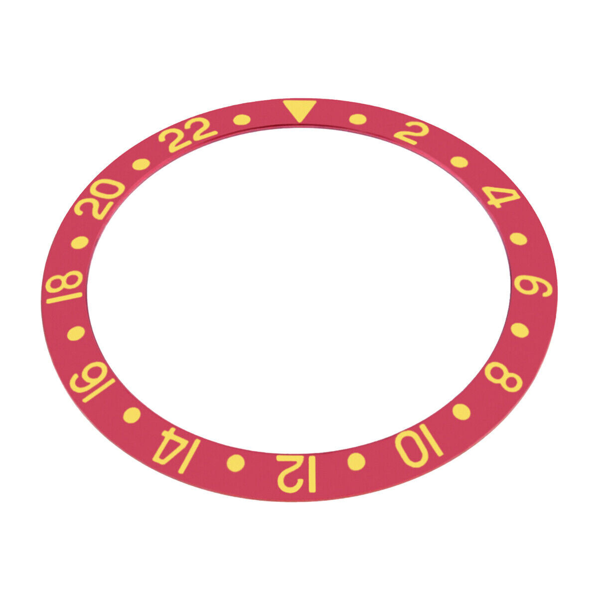 REPLACEMENT BEZEL INSERT RED WITH GOLD FONT FOR WATCH 37.70MM X 30.70MM