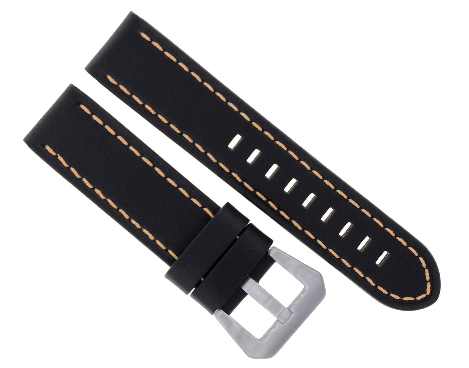 BIG 24MM COW LEATHER WATCH BAND STRAP FOR 44MM PANERAI GMT BLACK ORANGE STITCH