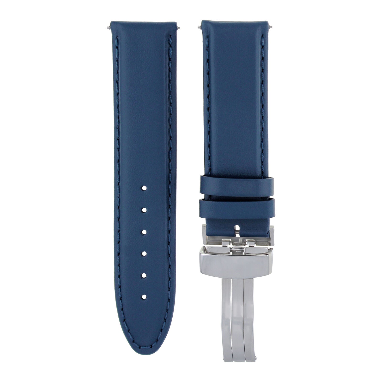 18-19-20-22-24MM LEATHER BAND STRAP SMOOTH WATERPROOF FOR OMEGA SEAMASTER BLUE