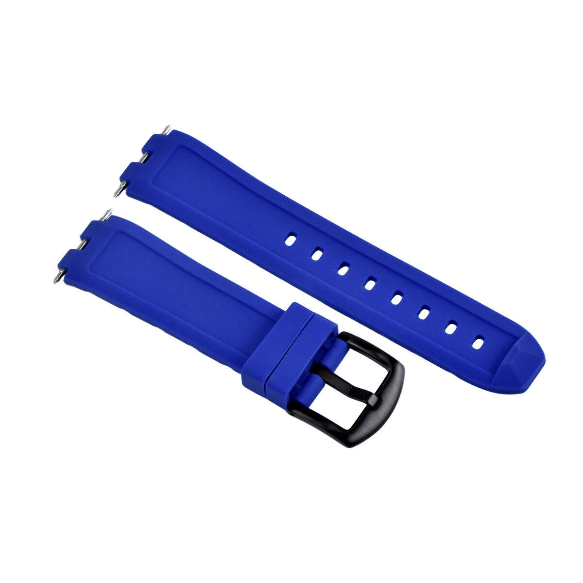 SILICONE RUBBER WATCH BAND STRAP FOR PEBBLE WATCH PVD BLACK BUCKLE BLUE