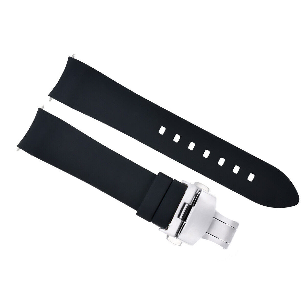 CURVED END SILICONE RUBBER STRAP FOR OMEGA SEAMASTER - 21MM