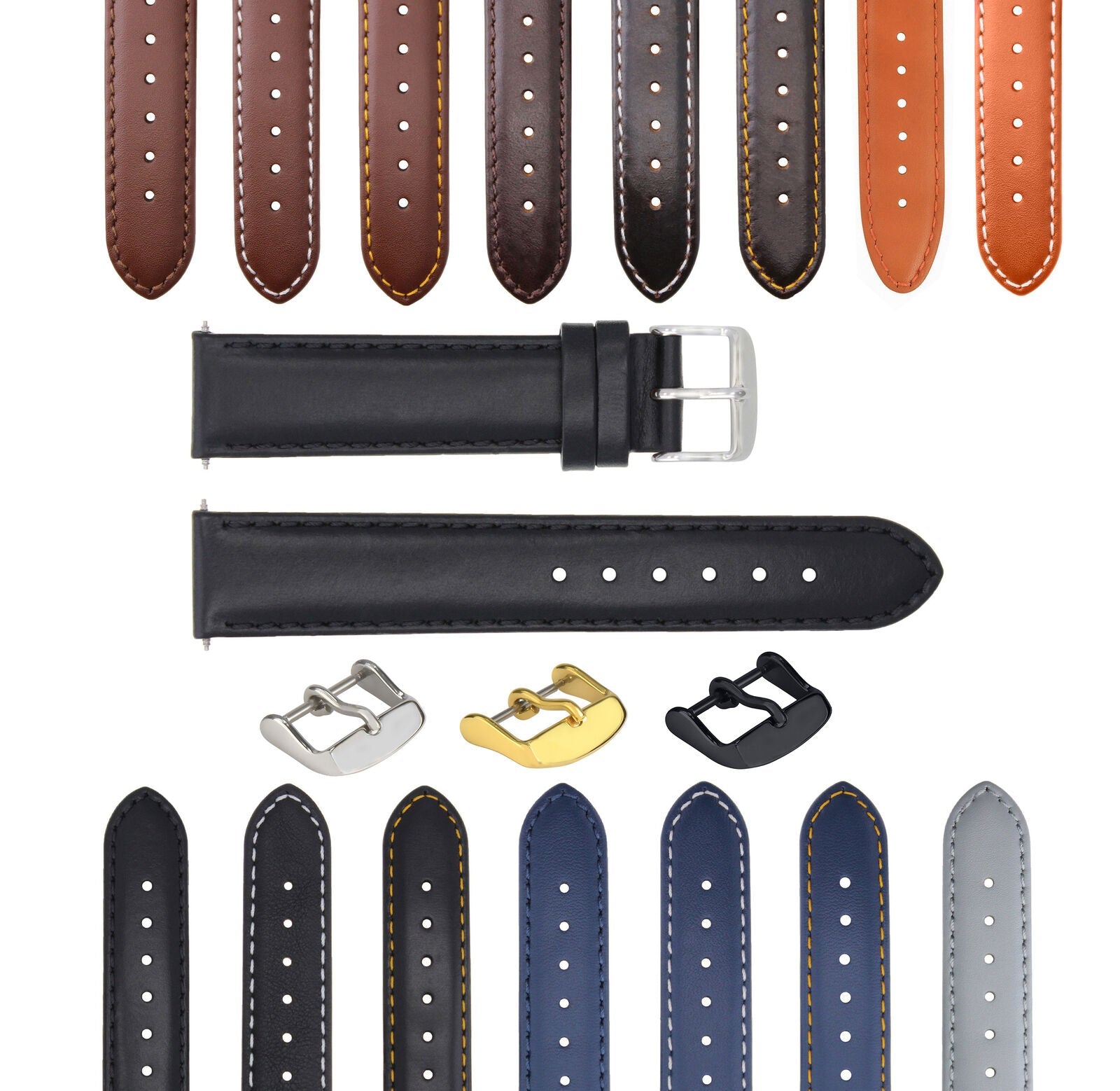 LEATHER WATCH BAND STRAP SMOOTH FOR MOVADO - 22MM