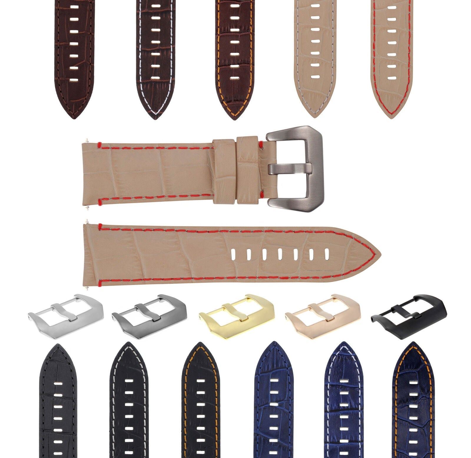 GENUINE ITALIAN LEATHER WATCH BAND STRAP FOR ANY BRAND WATCH - 24MM