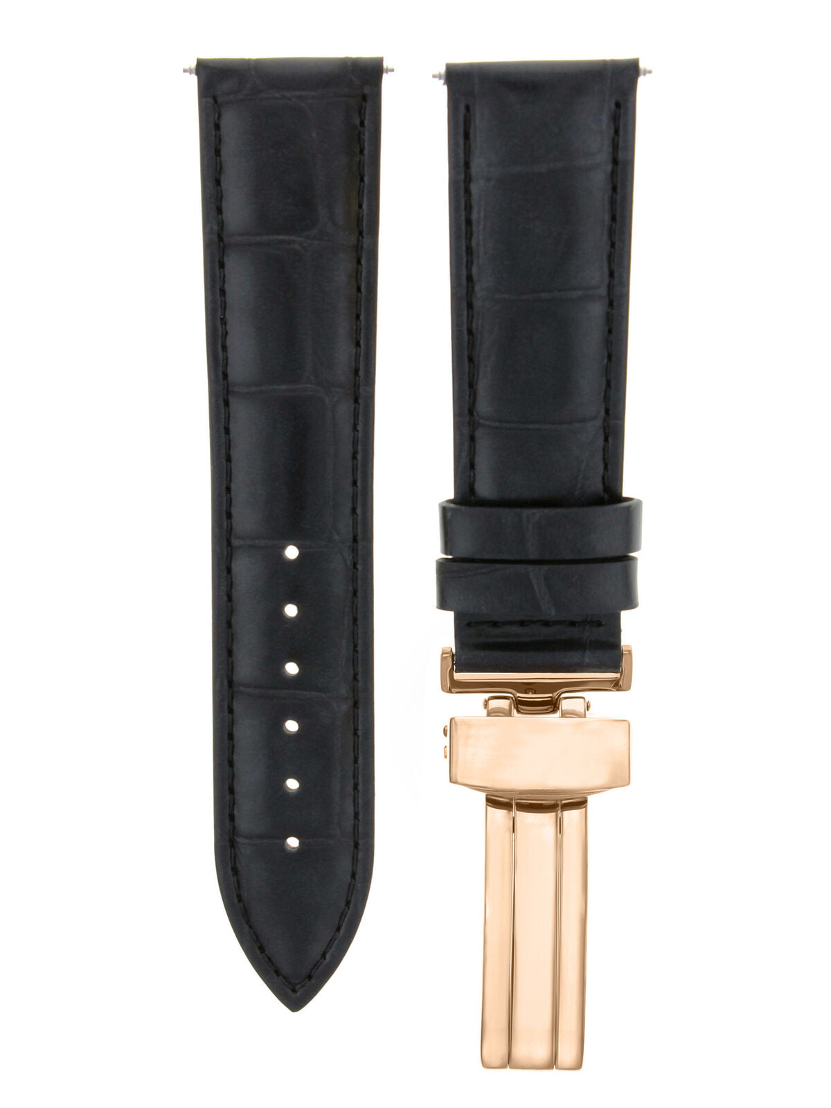 LEATHER WATCH BAND STRAP FOR CITIZEN CLASP ROSE BLACK - 21MM