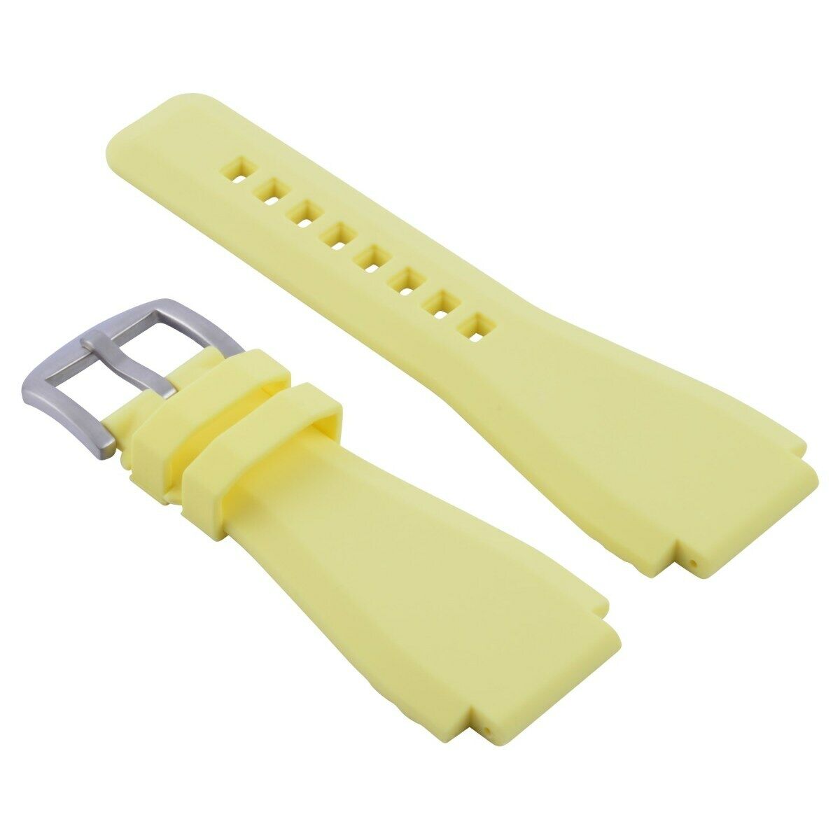 24MM  RUBBER STRAP WATCH BAND FOR BELL ROSS WATCH YELLOW BR-01-BR-03 WATCH BRUSH