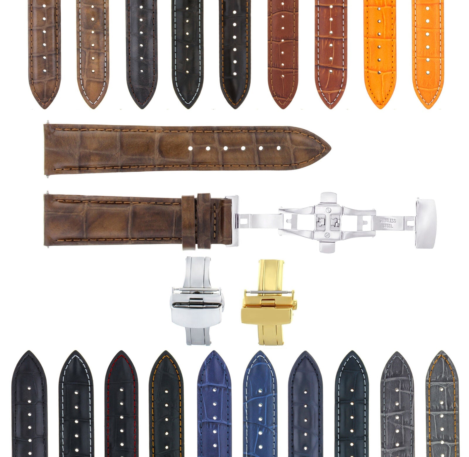 17-18-19-20-21-22-23-24MM LEATHER WATCH BAND STRAP FOR TISSOT DEPLOYMENT CLASP