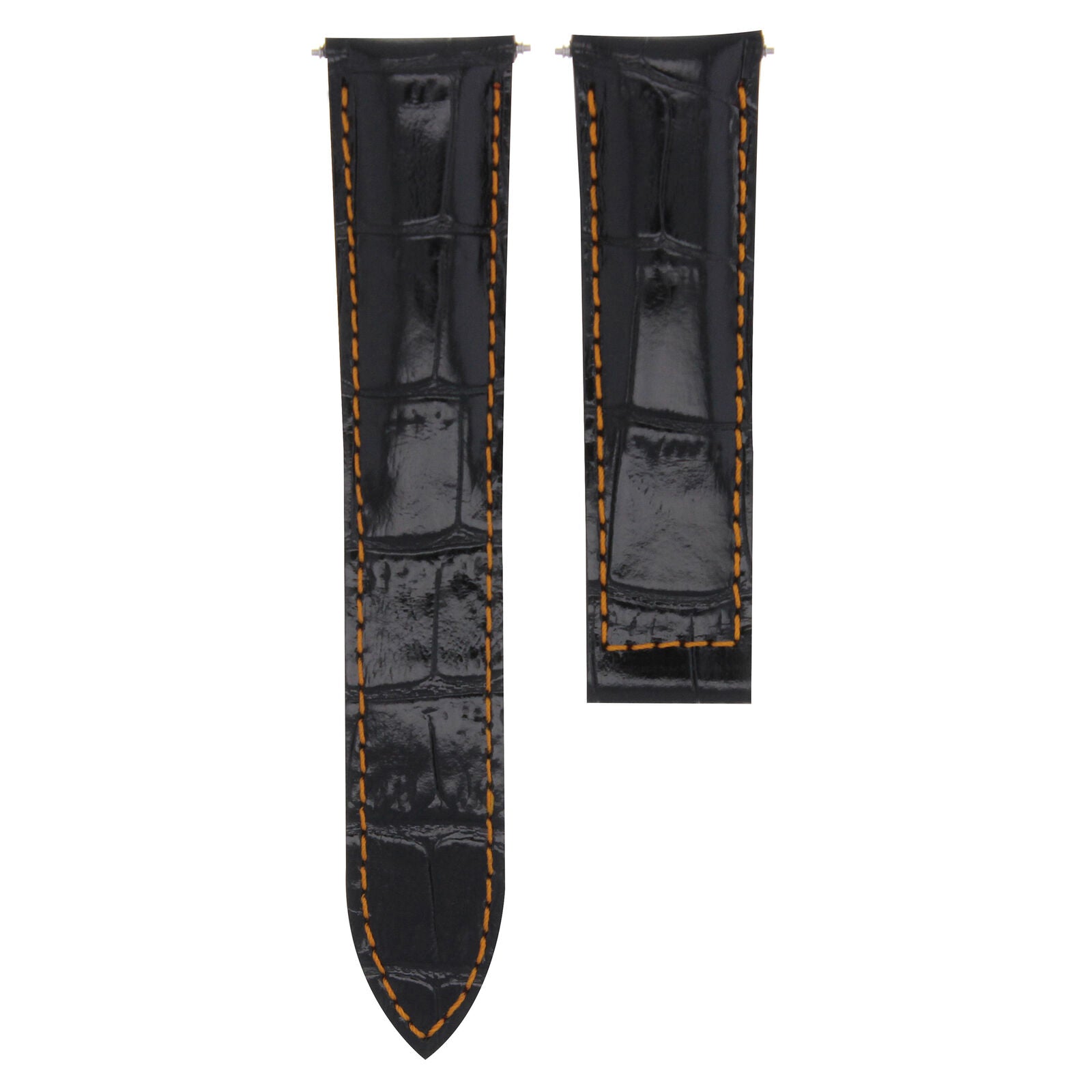 20MM LEATHER WATCH BAND STRAP CLASP FOR FIT CARTIER TANK FRANCAISE BLACK ORANGE
