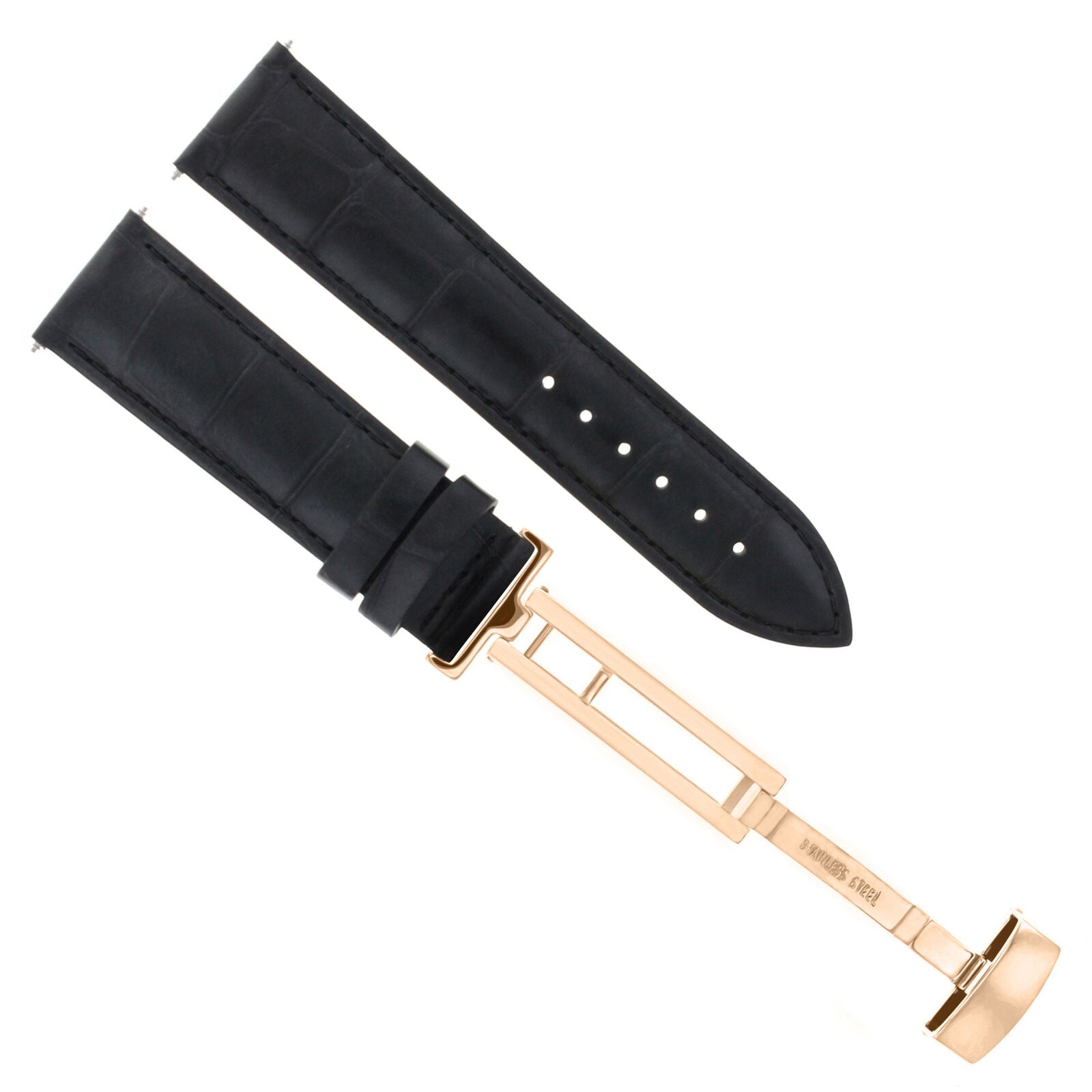 LEATHER WATCH BAND STRAP FOR CITIZEN CLASP ROSE BLACK - 20MM