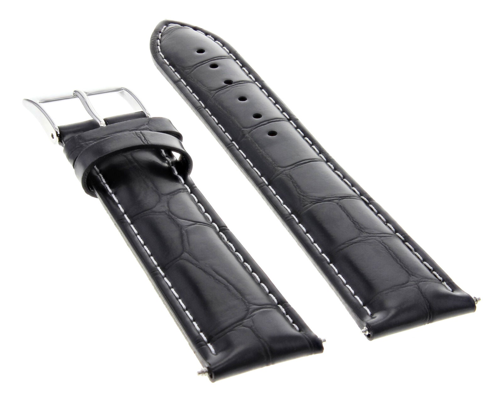 22MM ITALIAN LEATHER WATCH BAND STRAP FOR OMEGA SEAMASTER PLANET OCEAN BLACK WS