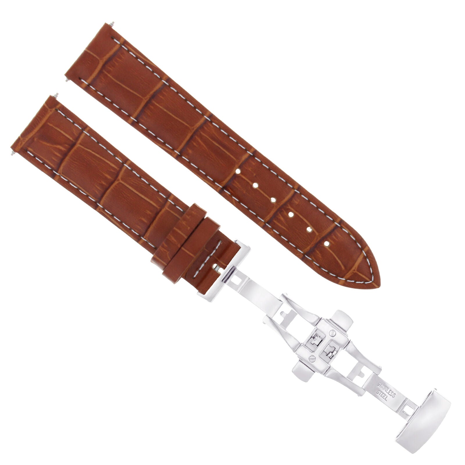 22MM LEATHER BAND STRAP DEPLOYMENT CLASP FOR ROLEX 3B