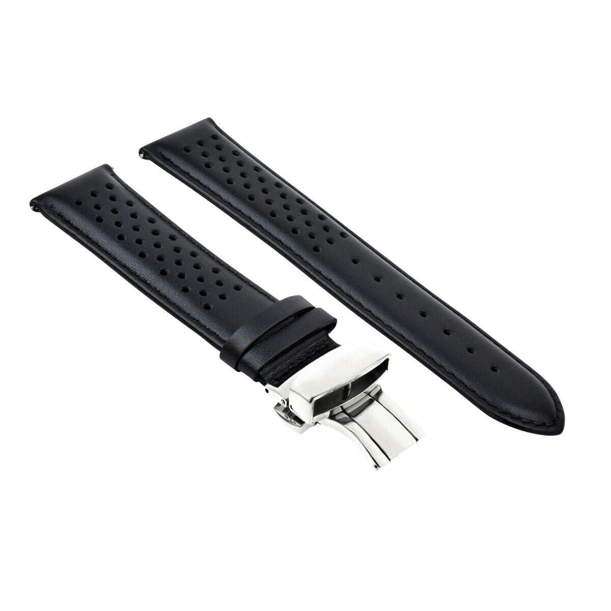 PERFORATED LEATHER RALLY WATCH STRAP BAND - QUICK RELEASE - 21MM